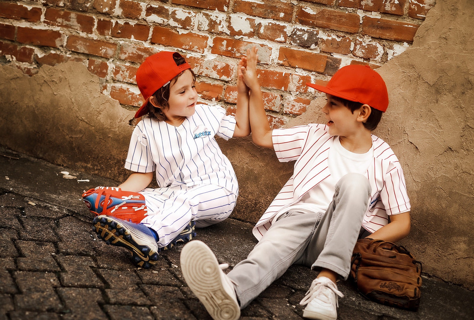 Boys Baseball Uniform Kids Jersey Pinstripe Pants & Jersey 