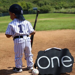 Boys Pinstripe Baseball Uniform: Handmade Jersey & Pants (Number Only)