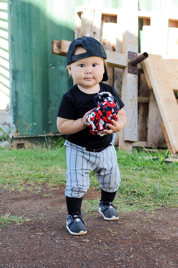 Boys Baseball Pants, Grey With Black Pinstripe Pants, Boys 1st Birthday,  Kids Costume, Boys Trousers, T-ball Pants, Baseball/pants Only 