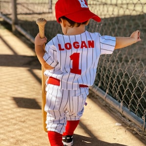 Boys Baseball Uniform   Toddler    Navy Pinstripe Pants & Jersey includes number ONLY!    ASK B4 You Buy specific date or Customization