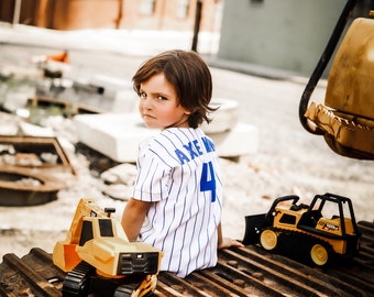 Boys Baseball Uniform - Royal Pinstripe - 1st Birthday - Boys Baseball Pants - Ask B4 You Buy Specific Date Needed