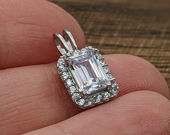Handmade 92.5 Sterling Silver White Topaz Women's Pendant Anniversary Gift Birthday Gift