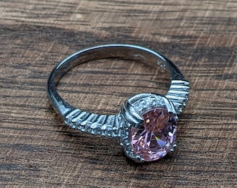 Handmade 925 Sterling Silver Pink Topaz Semi Precious Stones Ring Size 8