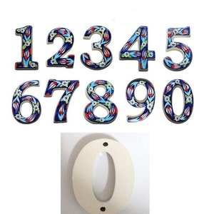 Handmade Mediterranean Decorative Ceramic Tile House Address Numbers Blue