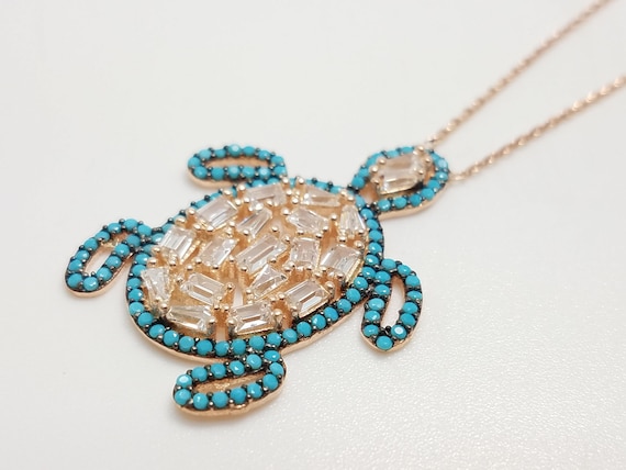 Larimar Honu ciondolo tartaruga marina 925 in argento Sterling gioielli Larimar