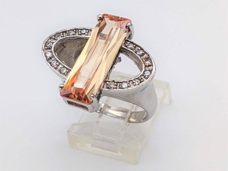 925 Sterling Silver Orange Citrine Women/'s Ring Size 8 Handmade Jewelry