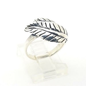 925 Sterling Silver Women&#39;s Leaf Ring Size 5.75 Artisan Handmade Turkish Jewelry