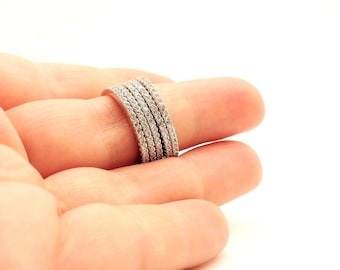 925 Sterling Silver White Topaz Women's Ring Size US 5.5 Handmade Turkish Jewelry
