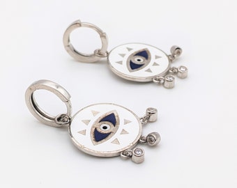 Handgemachte 925 Sterling Silber Evil Eye Ohrringe