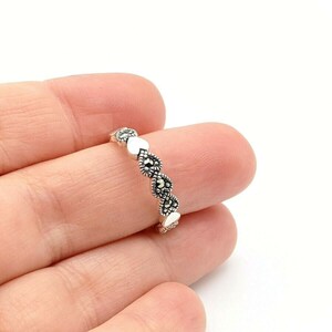 925 Sterling Silber Marcasite Damen Ring Größe 6 handgemachte türkischen Schmuck Herz Liebe