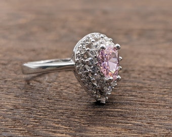 Handmade Sterling Silver Semi Precious Pink Sapphire Ring 7.25