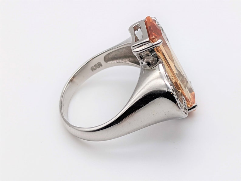 925 Sterling Silver Orange Citrine Women/'s Ring Size 8 Handmade Jewelry