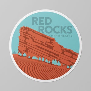 Red Rocks Sticker • Music Venue and Colorado Landmark Waterproof Vinyl Sticker for Water Bottle, Phone Case, Car Decal, Best Concert Venue