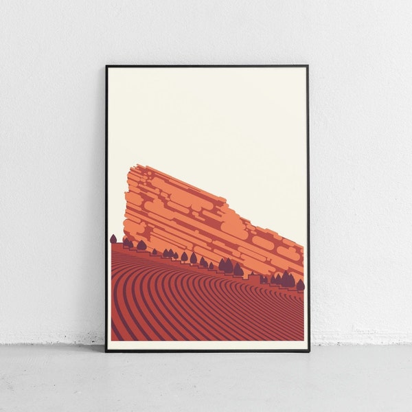 Red Rocks poster limited edition silkscreen | Colorado mountain venue concert art print | Outdoor red rocks concert poster wall art