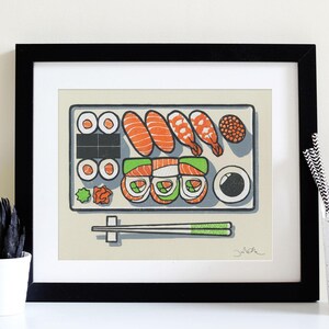 Sushi Ready 10x8&quot; Linocut Print • Hand-made, Limited Edition fine art piece