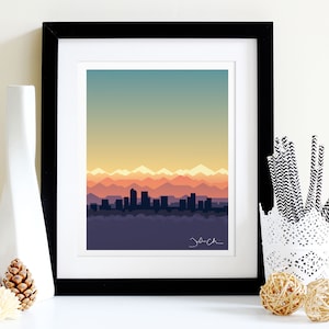 Denver Skyline Art Print: Colorado Rocky Mountains, Geometric Poster
