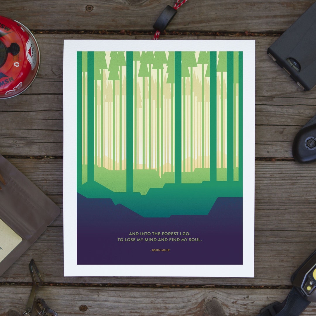 Forest Art Print: John Muir Quote, Mountain Home Decor (8x10) - Etsy