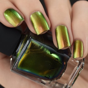 Dark Forest Green Nails-matte Green-gold Nail Art-gold Flakes-long