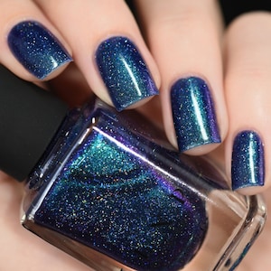 Interstellar Navy, Teal, Purple Holographic Nail Polish image 1