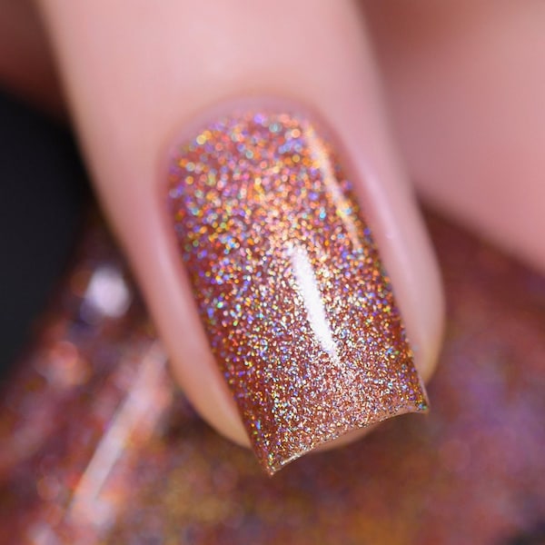 Caroline - Glistening Rosy Copper Ultra Holographic Nail Polish