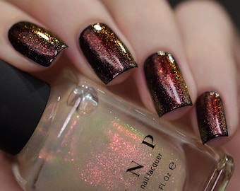 Scarlet - Red, Orange, Gold, Green Iridescent Topper Nail Polish