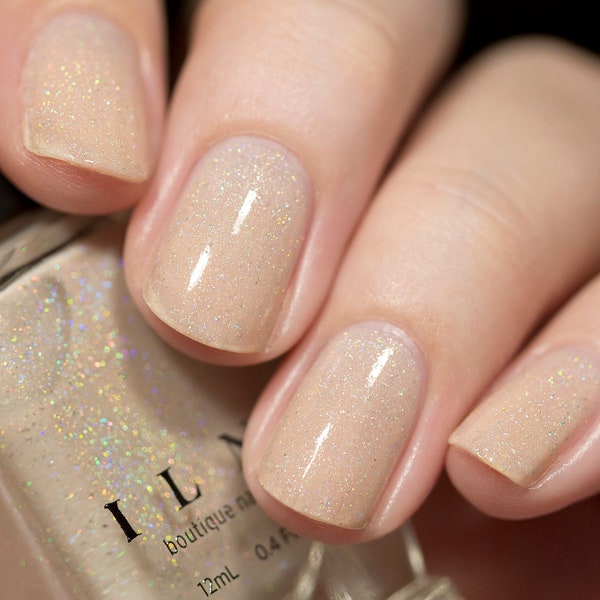 Elle - Almond Nude Holographic Sheer Jelly Nail Polish