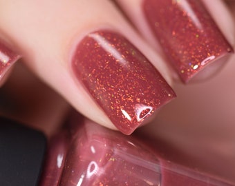 Cross My Heart - Crisp Rustic Red Holographic Jelly Nail Polish