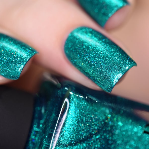 No Days Off - Wunderschöner Teal Holographic Nagellack