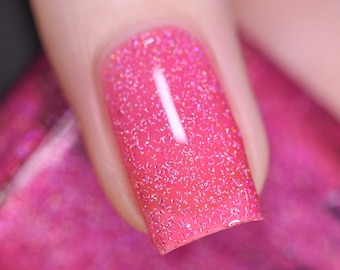 Misbehaving - Vivid Neon Pink Holographic Sheer Jelly Nail Polish