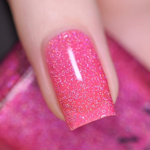 Misbehaving - Vivid Neon Pink Holographic Sheer Jelly Nagellack