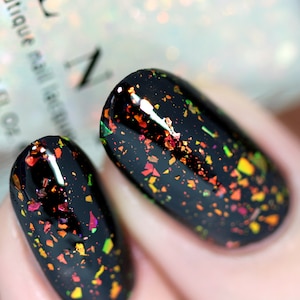 Encore - Glowing Orange, Green Color Shifting Iridescent Flakie Topper Nail Polish