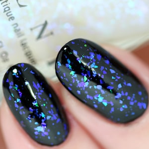 Spaced Out - Deep Blue, Purple Color Shifting Iridescent Flakie Topper Nail Polish