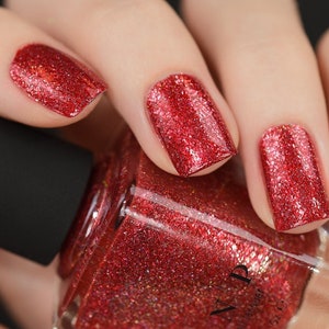 Cherry Luxe Rich Red Holographic Nail Polish image 1