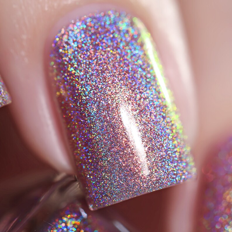 Morning Rays Mauve Pink Holographic Shimmer Nail Polish image 4