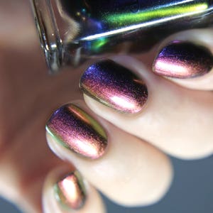 Tilted Purple, Magenta, Orange, Green Color Shifting Ultra Chrome Nail Polish image 7