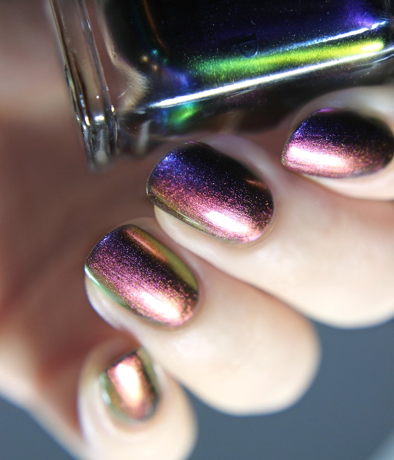 Tilted Purple, Magenta, Orange, Green Color Shifting Ultra Chrome Nail Polish image 7