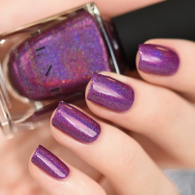 Kings & Queens Saturated Burgundy / Purple Holographic Nail Polish image 1