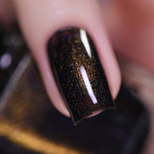 Shadow Grove - Green-to-Gold Black Holographic Shimmer Nail Polish