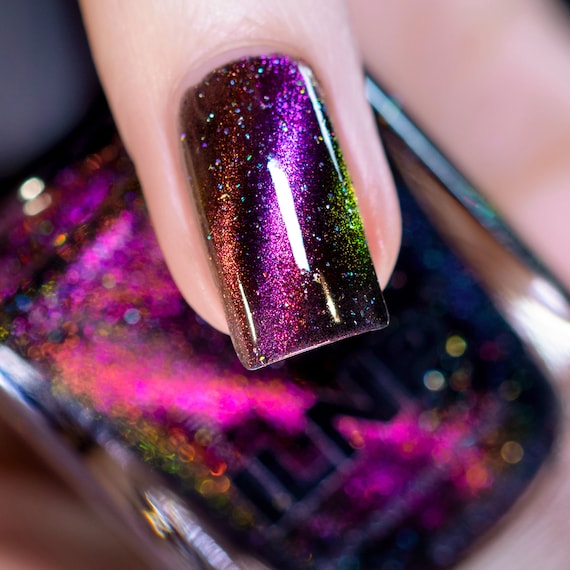 Jet Setter - Black-based Pink Magnetic Holographic Nail Polish