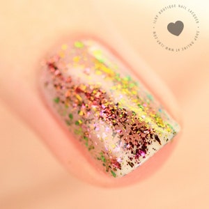 Electric Carnival Red, Pink, Gold, Green Ultra Chrome Color Shifting Flakie Nail Polish image 1