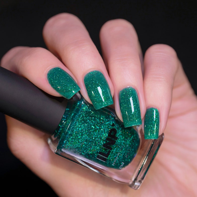 Paradise Tropical Teal-Green Holographic Jelly Nail Polish image 3