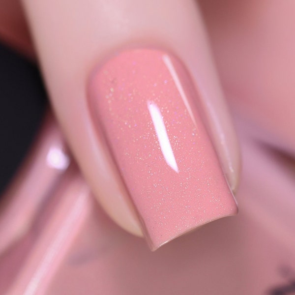 Full Bloom - Creamy Peachy Pink Holographic Nail Polish
