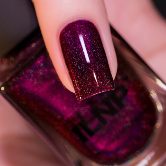 Buy Black Orchid Deep Burgundy / Plum Vampy Holographic Nail Polish Online  in India - Etsy