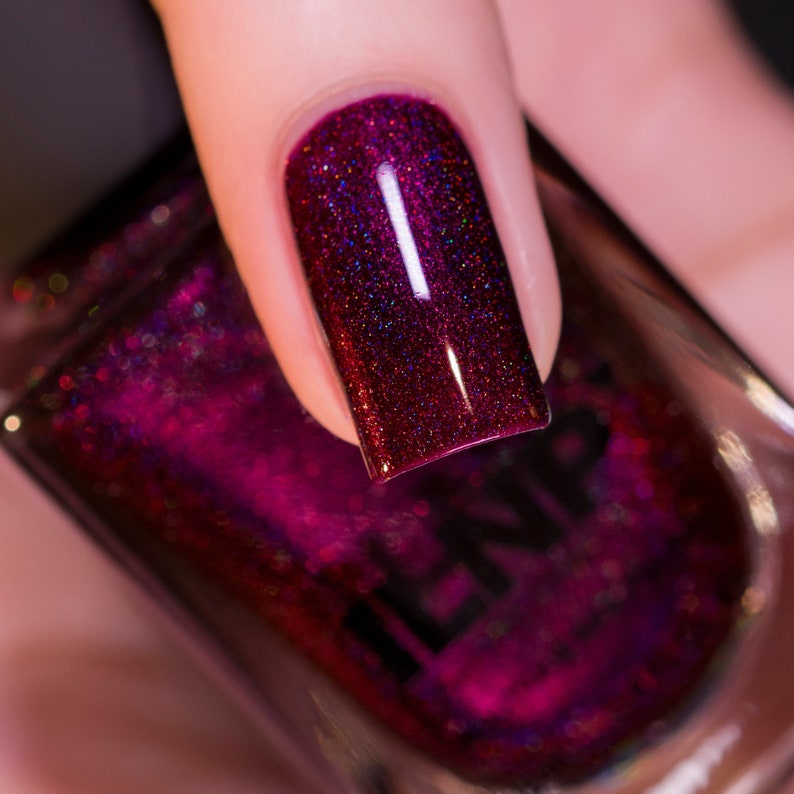 Black Orchid Deep Burgundy / Plum Vampy Holographic Nail Polish image 1