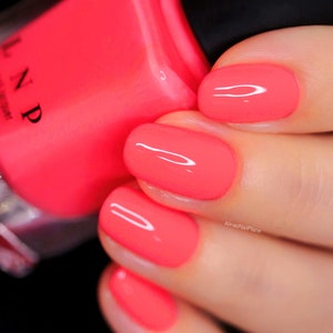 Summer Warm Neon Coral Pink Cream Nail Polish image 6