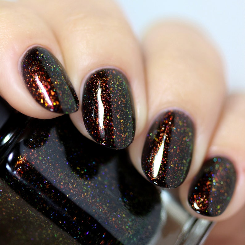 Underground Deep Black Holographic Shimmer Jelly Nail Polish image 8