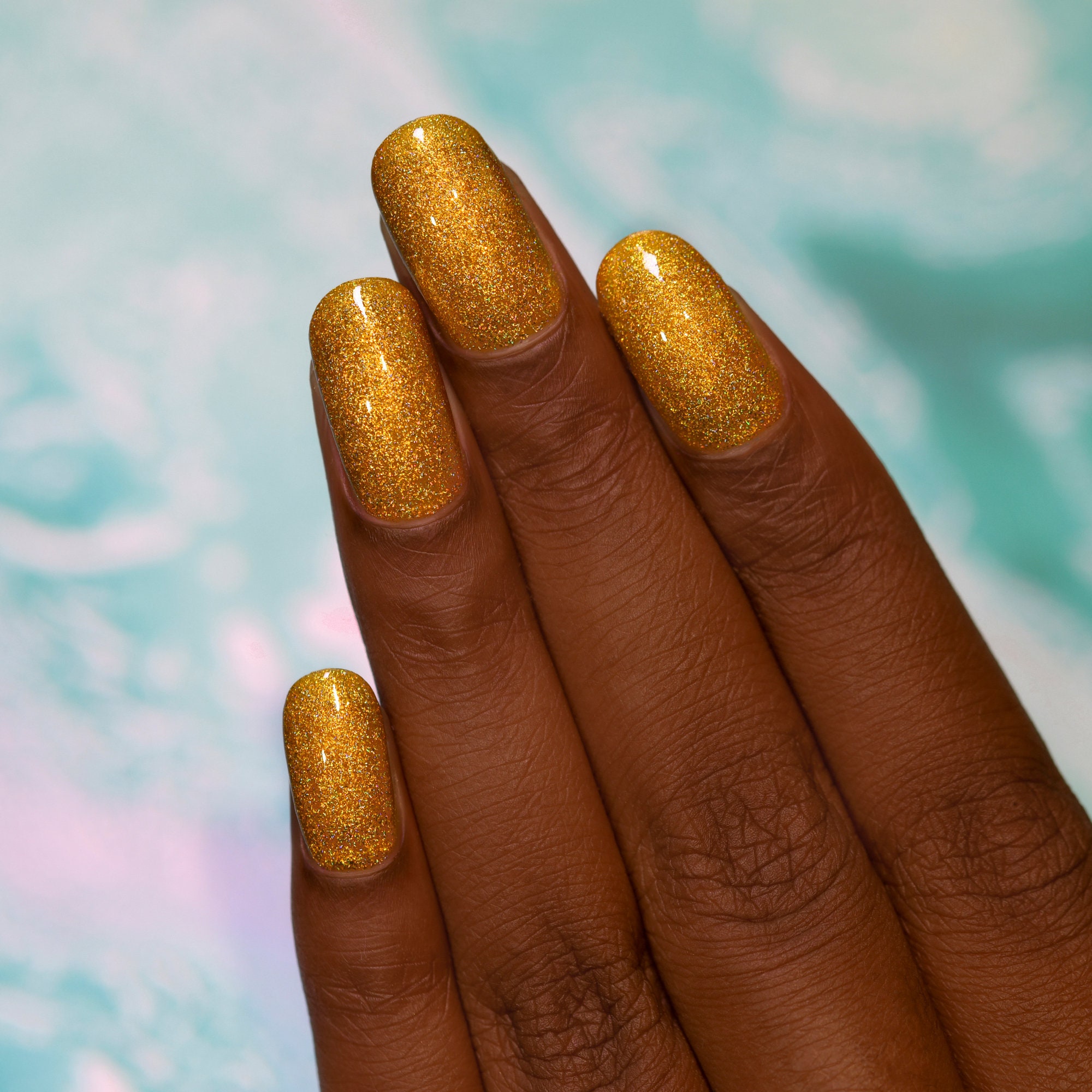 Sunglow Glowing Gold Holographic Nail Polish 