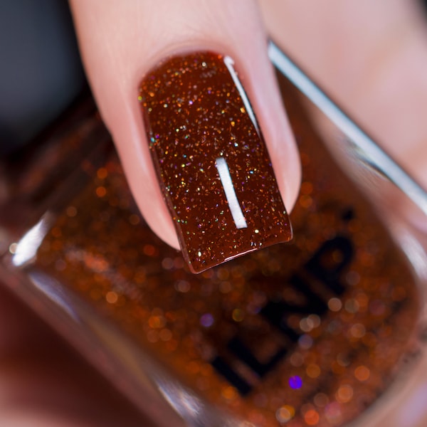 Spiced Cider - Warm Rustic Brown Holographic Jelly Nail Polish