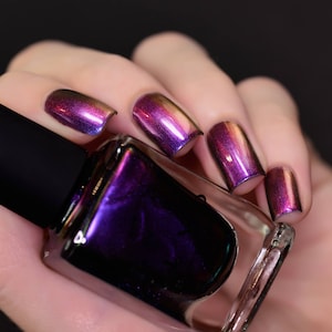 Tilted Purple, Magenta, Orange, Green Color Shifting Ultra Chrome Nail Polish image 4