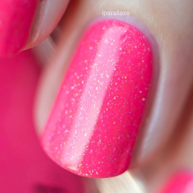 Summer Crush Vibrant Pink Neon Holographic Nail Polish Etsy